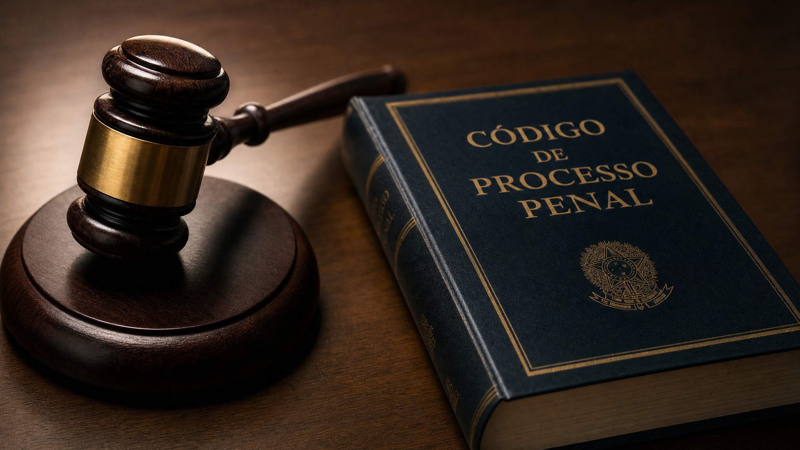 Martelo da justiça ao lado do Código de Processo Penal — habeas corpus